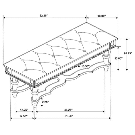 Bench - Heidi Upholstered Bench Metallic Platinum