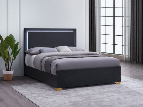 Full Bed - Marceline Wood Full LED Panel Bed Black