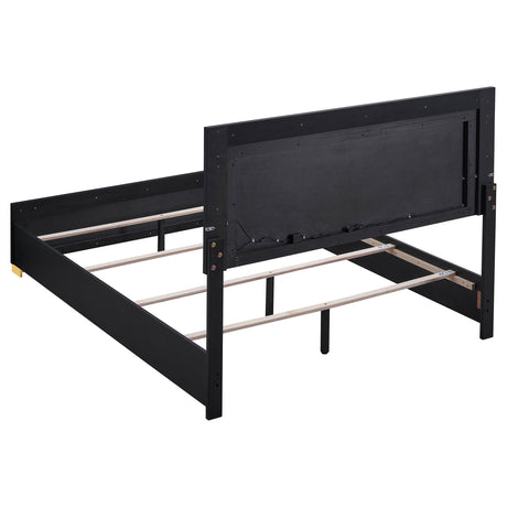 Full Bed - Marceline Wood Full LED Panel Bed Black