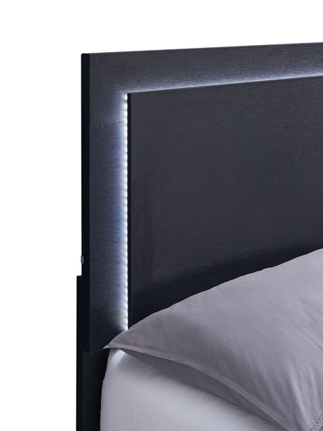 Full Bed - Marceline Wood Full LED Panel Bed Black