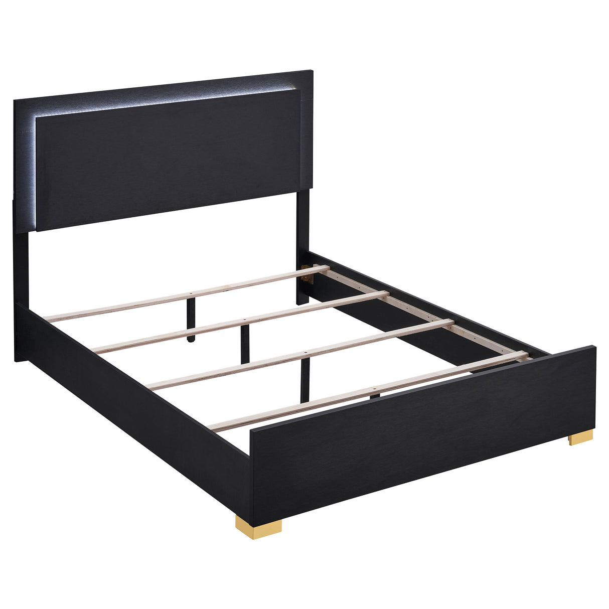 Eastern King Bed  - Marceline Wood Eastern King LED Panel Bed Black