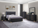 Eastern King Bed  - Marceline Wood Eastern King LED Panel Bed Black