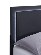 Queen Bed - Marceline Wood Queen LED Panel Bed Black