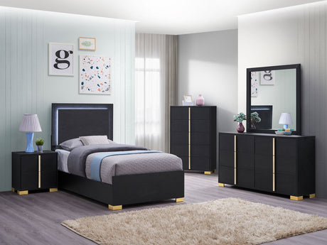 Twin Bed 5 Pc Set - Marceline 5-piece Twin Bedroom Set Black