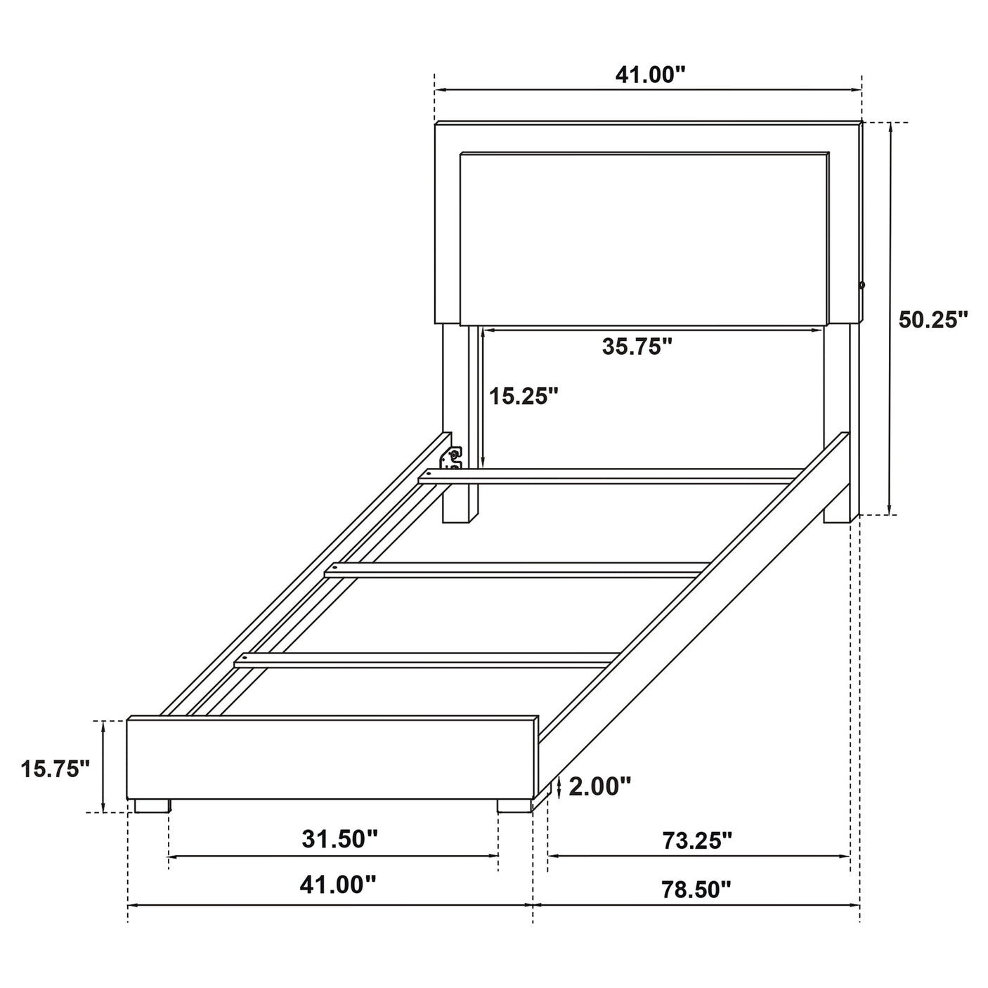 Twin Bed - Marceline Wood Twin LED Panel Bed Black