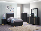 Twin Bed - Marceline Wood Twin LED Panel Bed Black