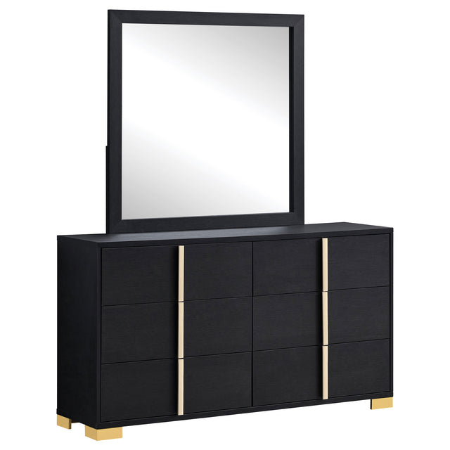 Dresser With Mirror - Marceline 6-drawer Dresser with Mirror Black