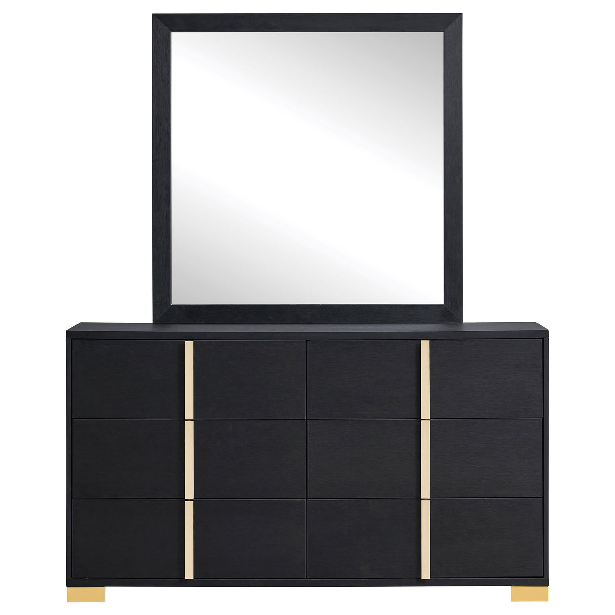 Dresser With Mirror - Marceline 6-drawer Dresser with Mirror Black