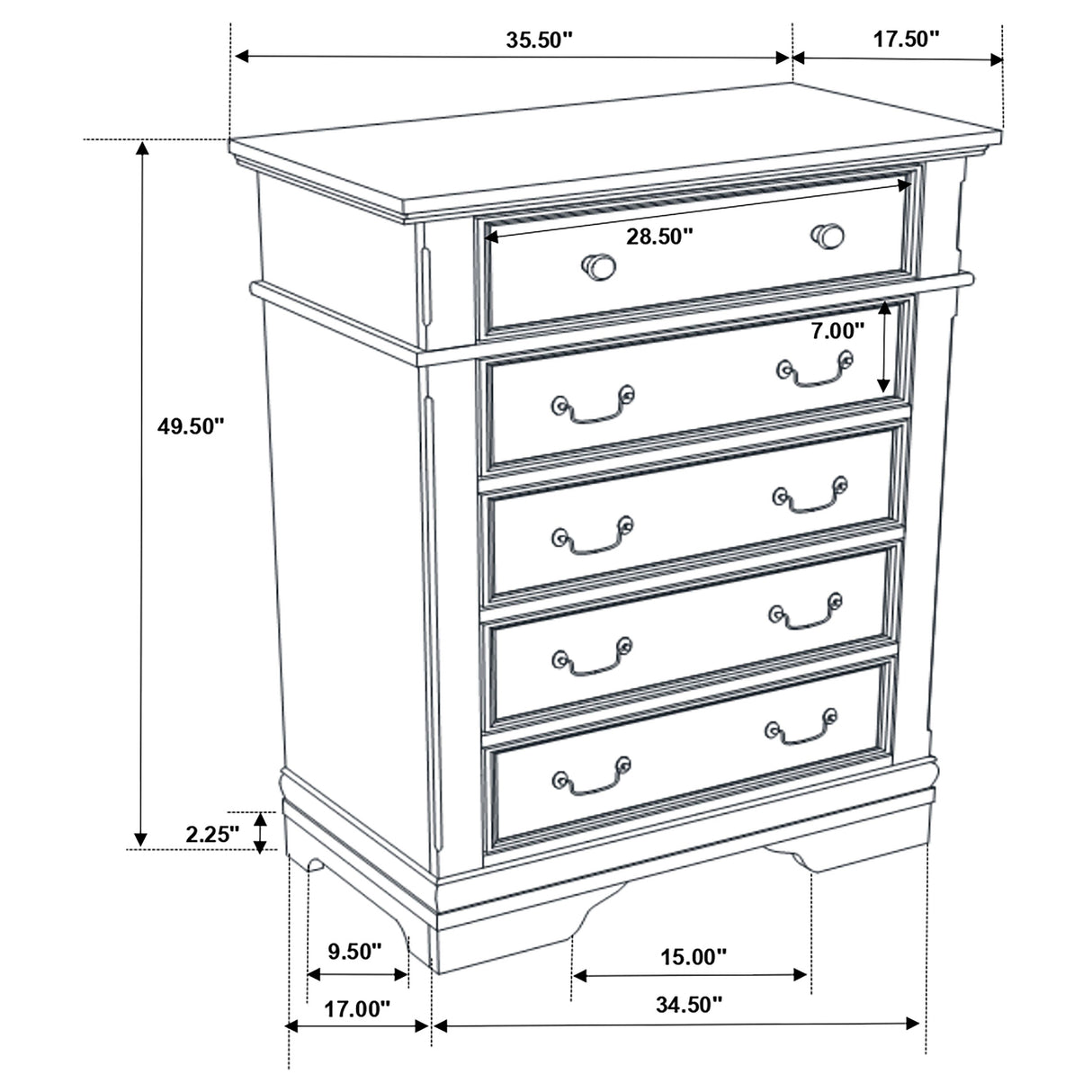 Chest - Manchester 5-drawer Chest Wheat