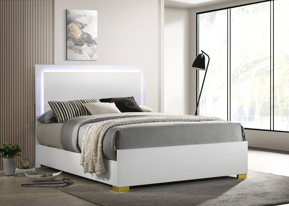 Full Bed - Marceline Wood Full LED Panel Bed White