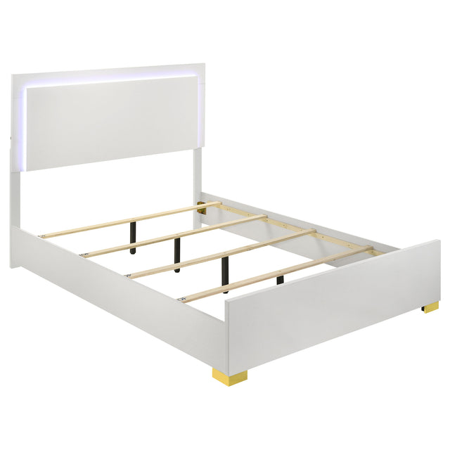 Full Bed - Marceline Wood Full LED Panel Bed White