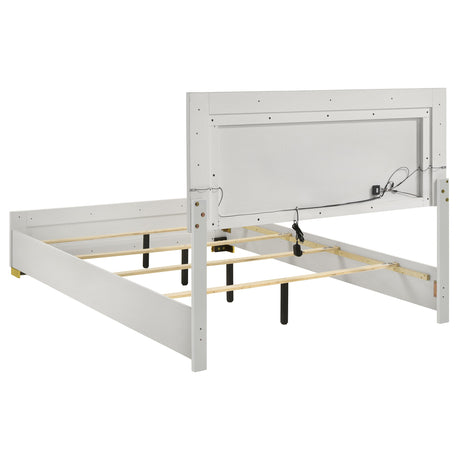 Full Bed - Marceline Wood Full LED Panel Bed White