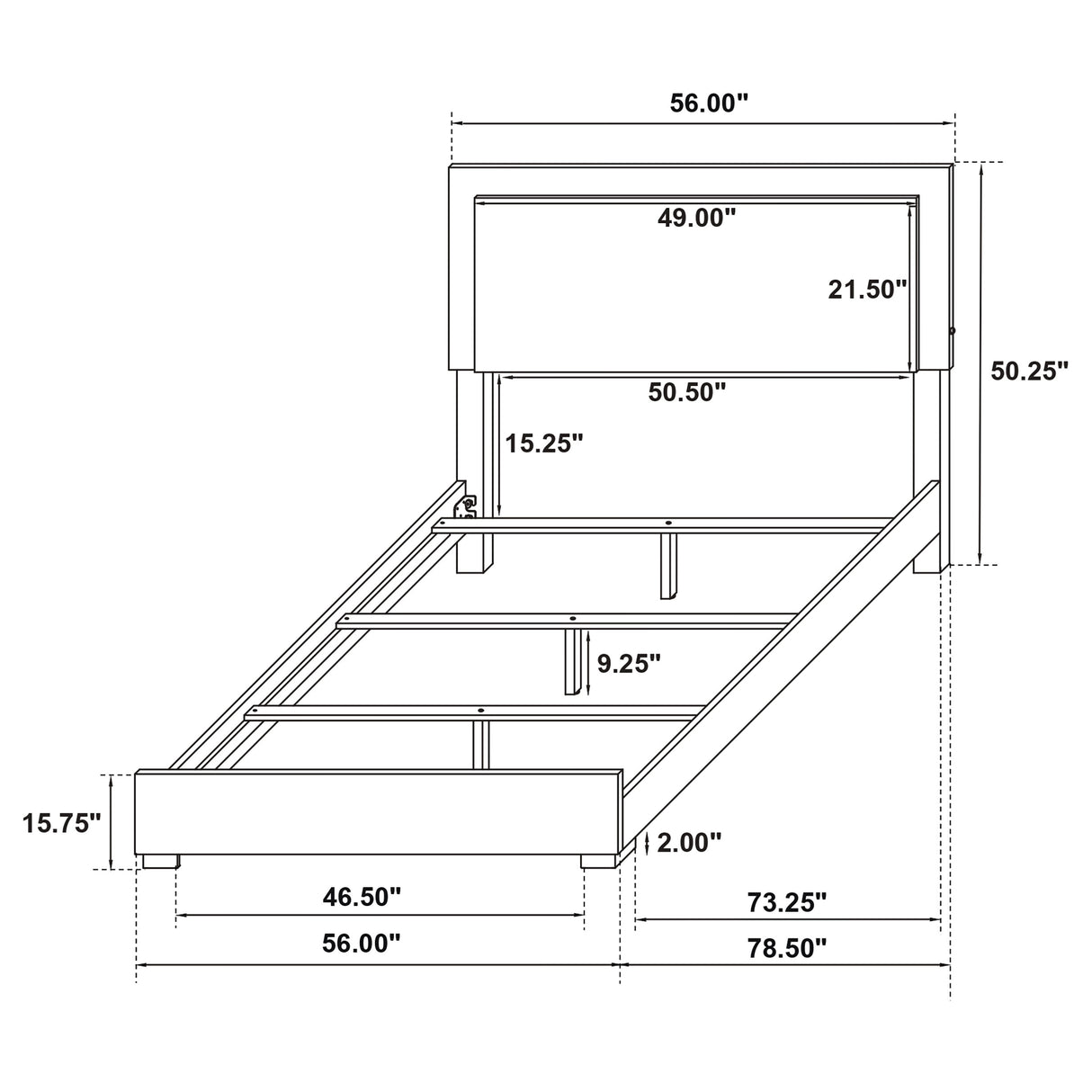 Full Bed - Marceline Wood Full LED Panel Bed White