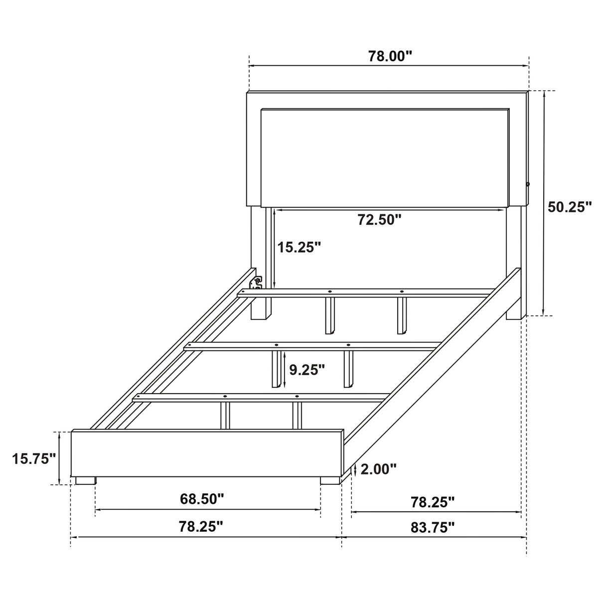 Eastern King Bed  - Marceline Wood Eastern King LED Panel Bed White