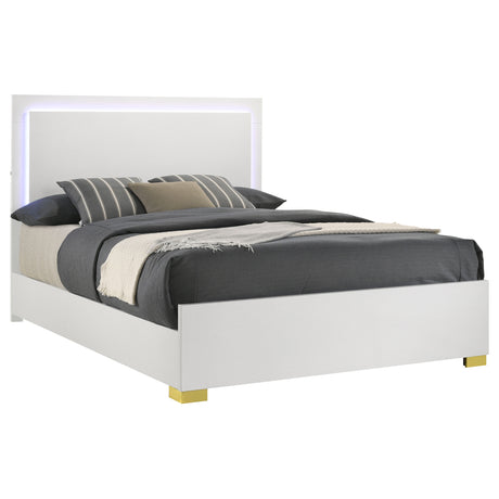 Queen Bed - Marceline Wood Queen LED Panel Bed White