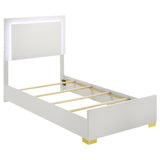 Twin Bed - Marceline Wood Twin LED Panel Bed White