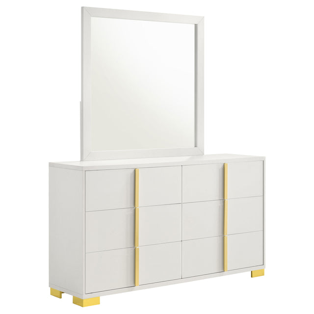 Dresser With Mirror - Marceline 6-drawer Dresser with Mirror White