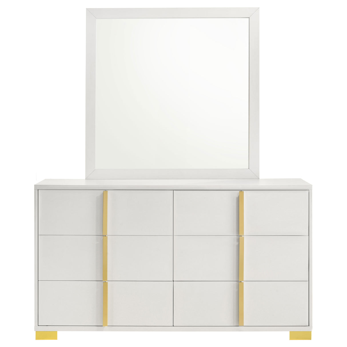 Dresser With Mirror - Marceline 6-drawer Dresser with Mirror White