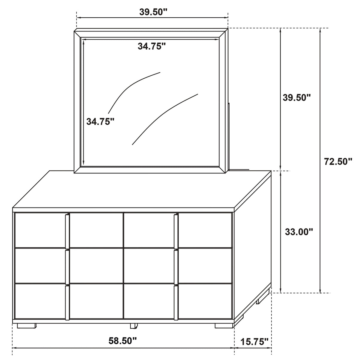 Dresser With Mirror - Marceline 6-drawer Dresser with Mirror White