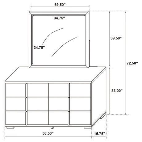 Dresser With Mirror - Marceline 6-drawer Dresser with Mirror White