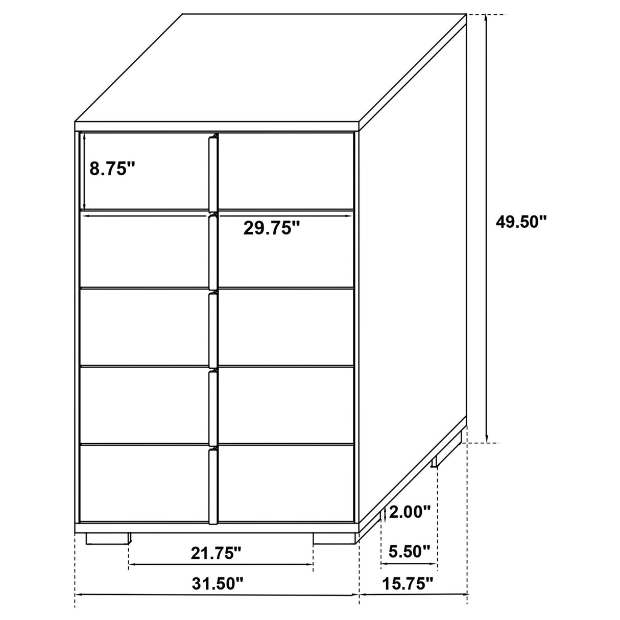 Chest - Marceline 5-drawer Chest White