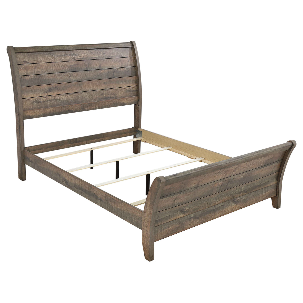 Eastern King Bed  - Frederick Wood Eastern King Sleigh Bed Weathered Oak