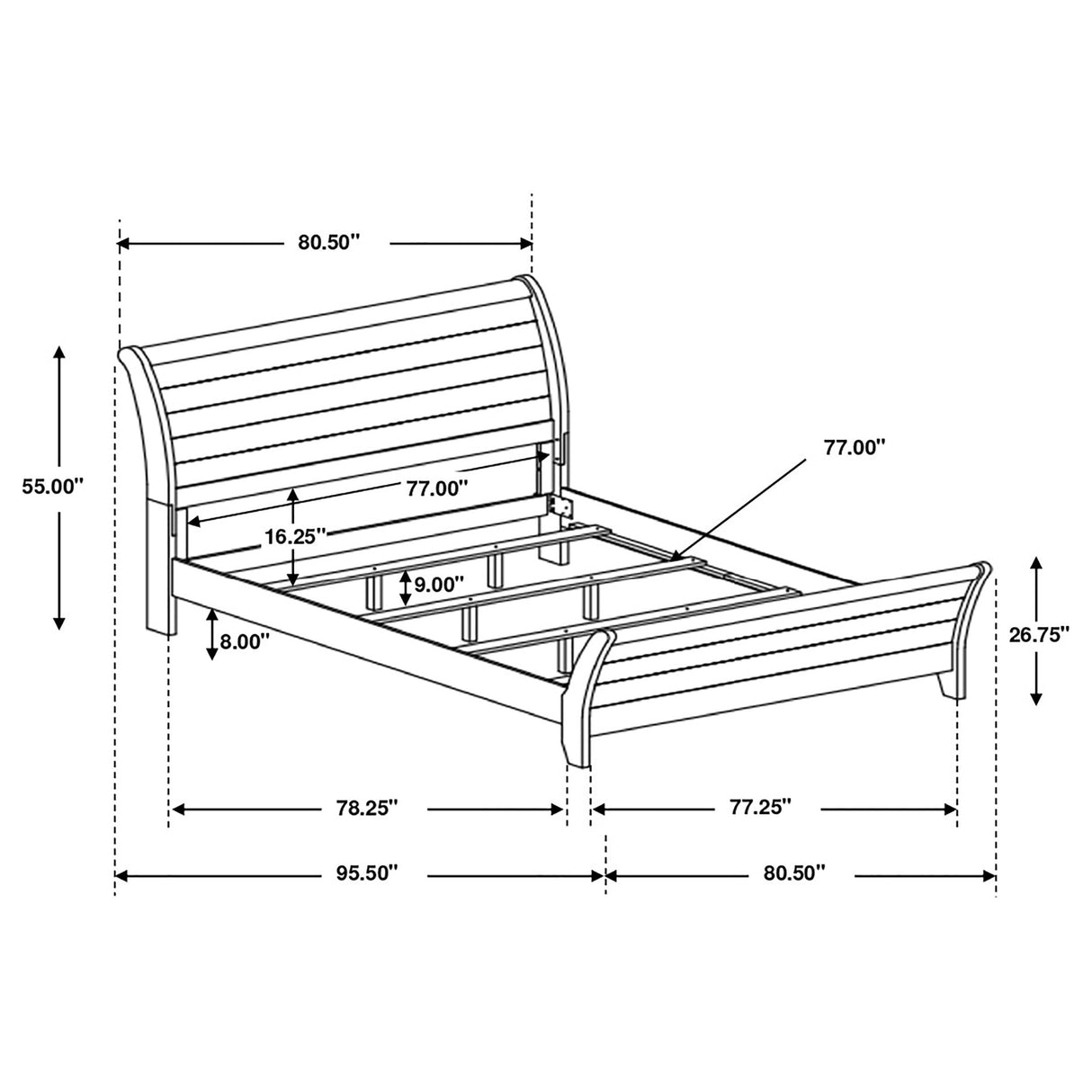 Eastern King Bed  - Frederick Wood Eastern King Sleigh Bed Weathered Oak