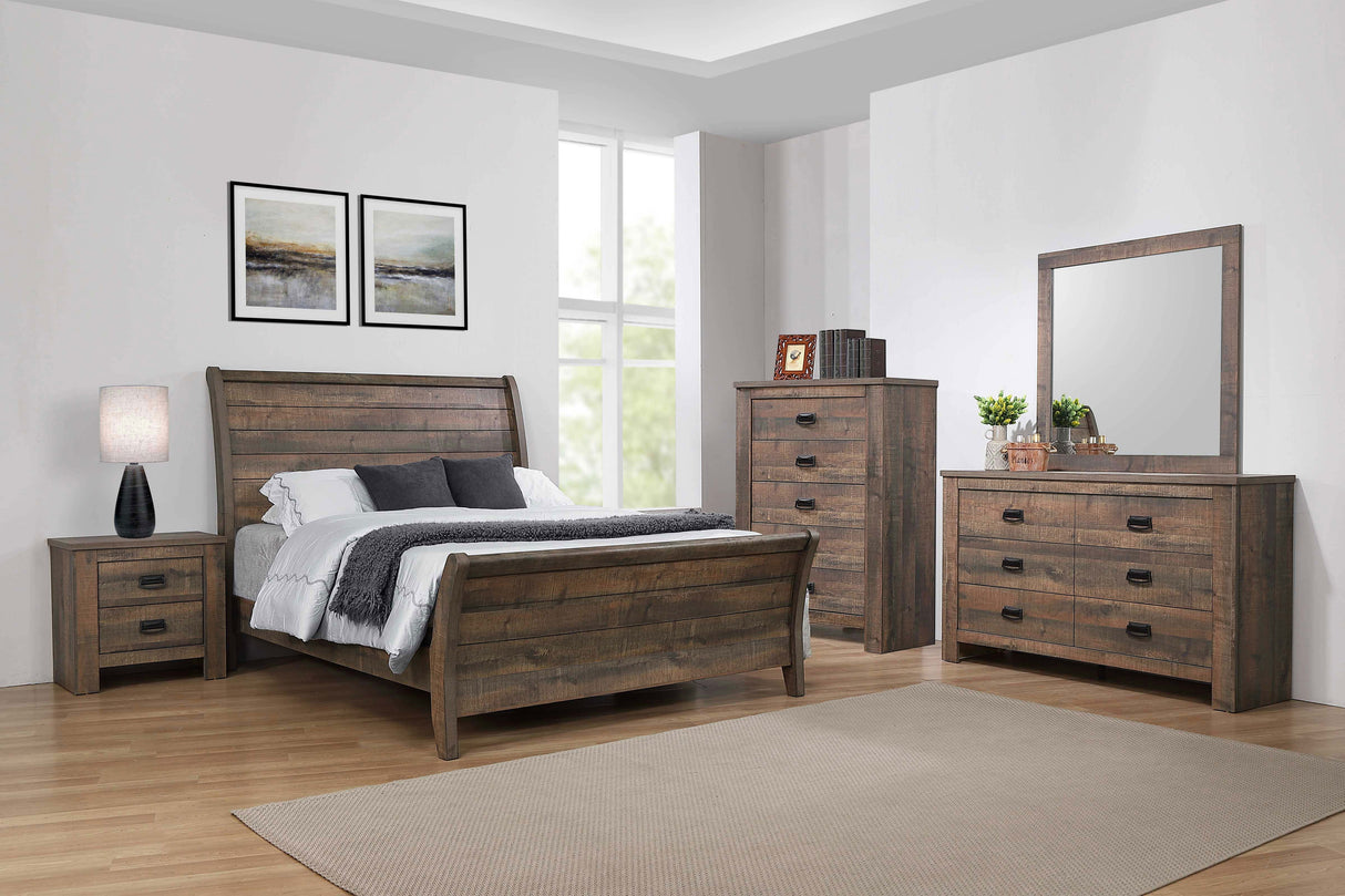 Eastern King Bed  - Frederick Wood Eastern King Sleigh Bed Weathered Oak