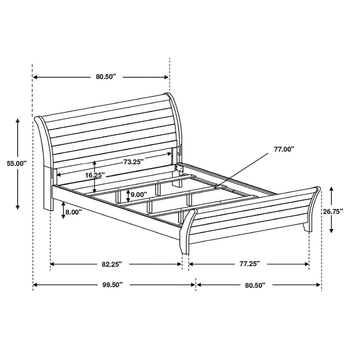 California King Bed - Frederick Wood California King Sleigh Bed Weathered Oak | Coaster - 222961KW - Home Elegance USA - 4