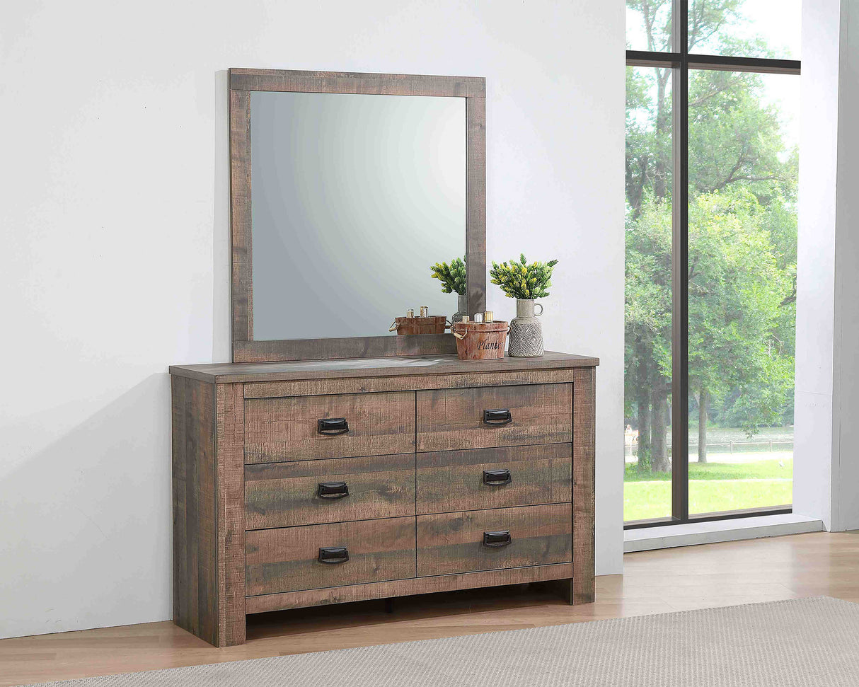 Dresser With Mirror - Frederick 6-drawer Dresser with Mirror Weathered Oak