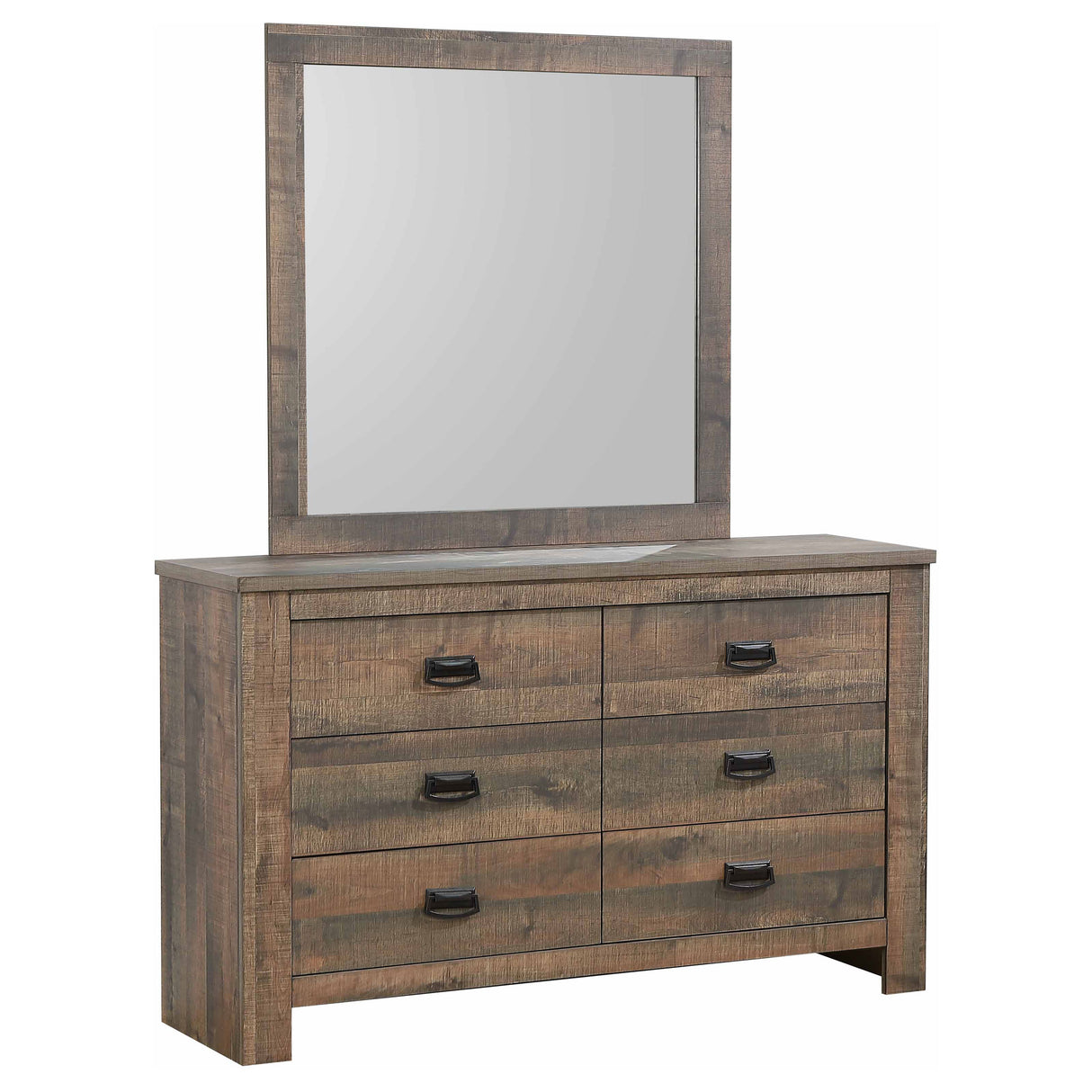 Dresser With Mirror - Frederick 6-drawer Dresser with Mirror Weathered Oak