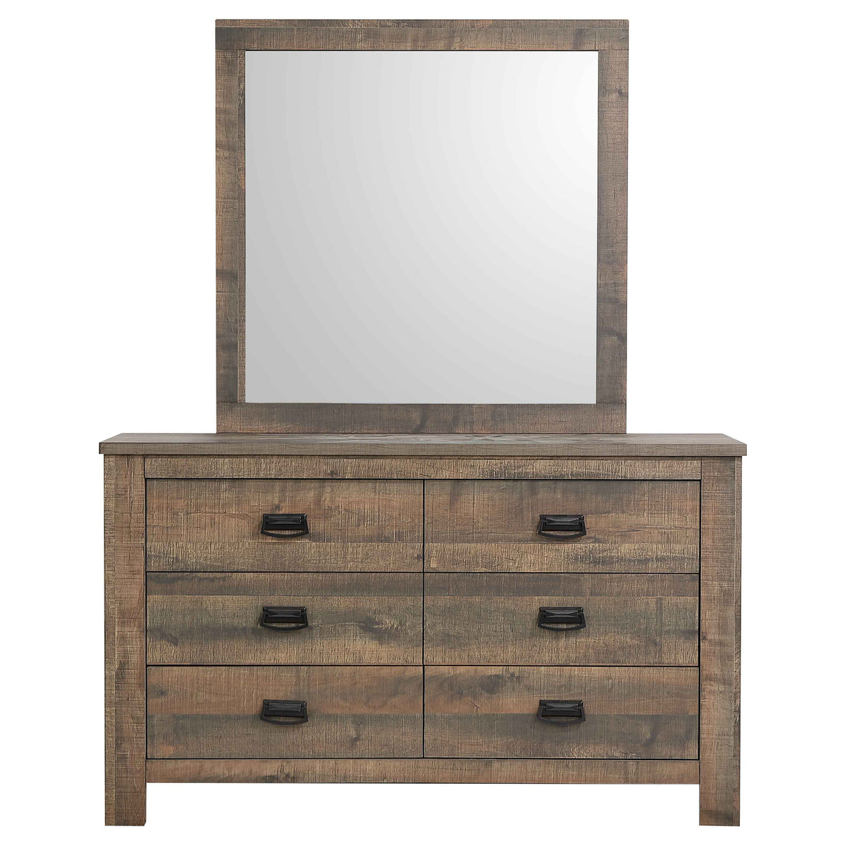 Dresser With Mirror - Frederick 6-drawer Dresser with Mirror Weathered Oak