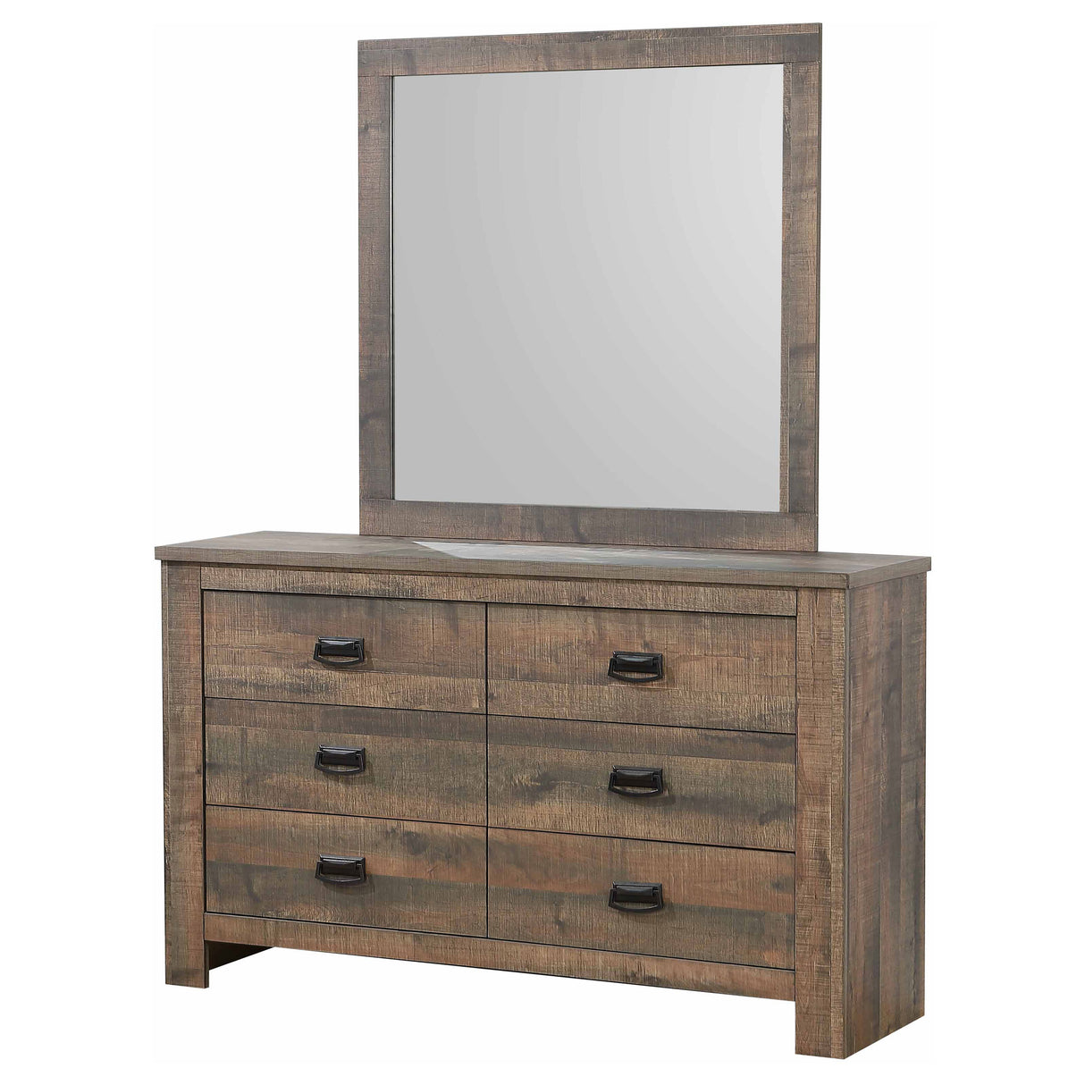 Dresser With Mirror - Frederick 6-drawer Dresser with Mirror Weathered Oak