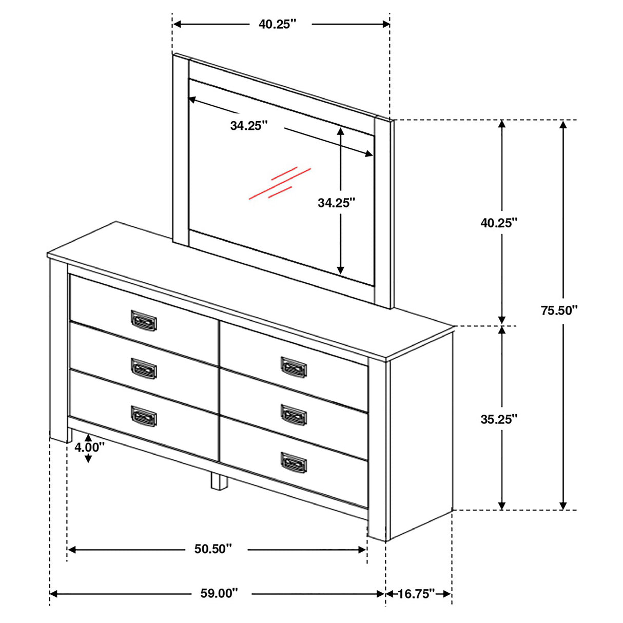 Dresser With Mirror - Frederick 6-drawer Dresser with Mirror Weathered Oak