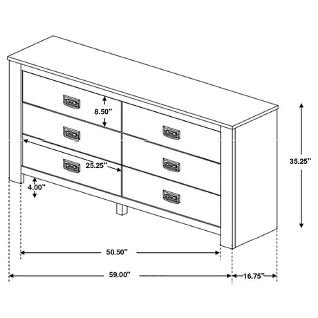 Dresser - Frederick 6-drawer Dresser Weathered Oak