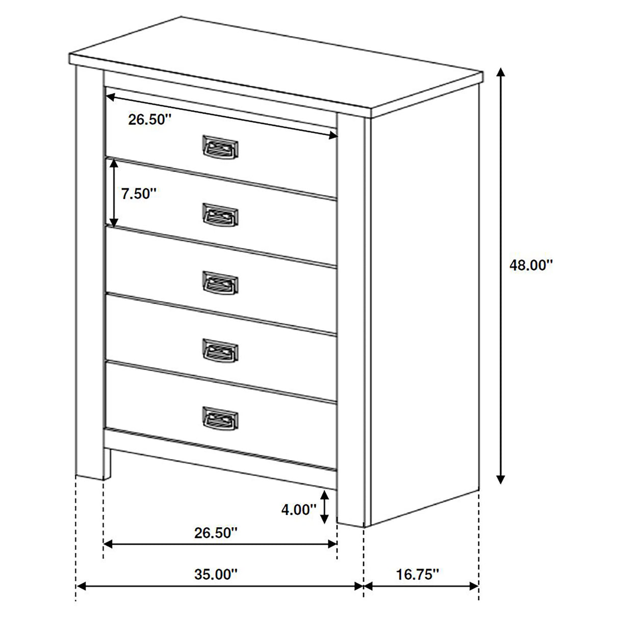 Chest - Frederick 5-drawer Chest Weathered Oak