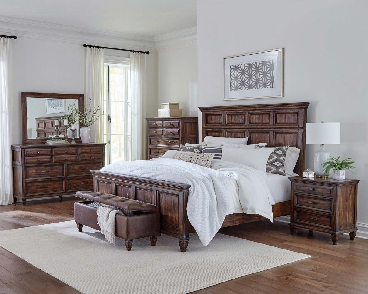 Avenue Wood Eastern King Panel Bed Weathered Burnished Brown | Coaster - 223031KE - Home Elegance USA - 6