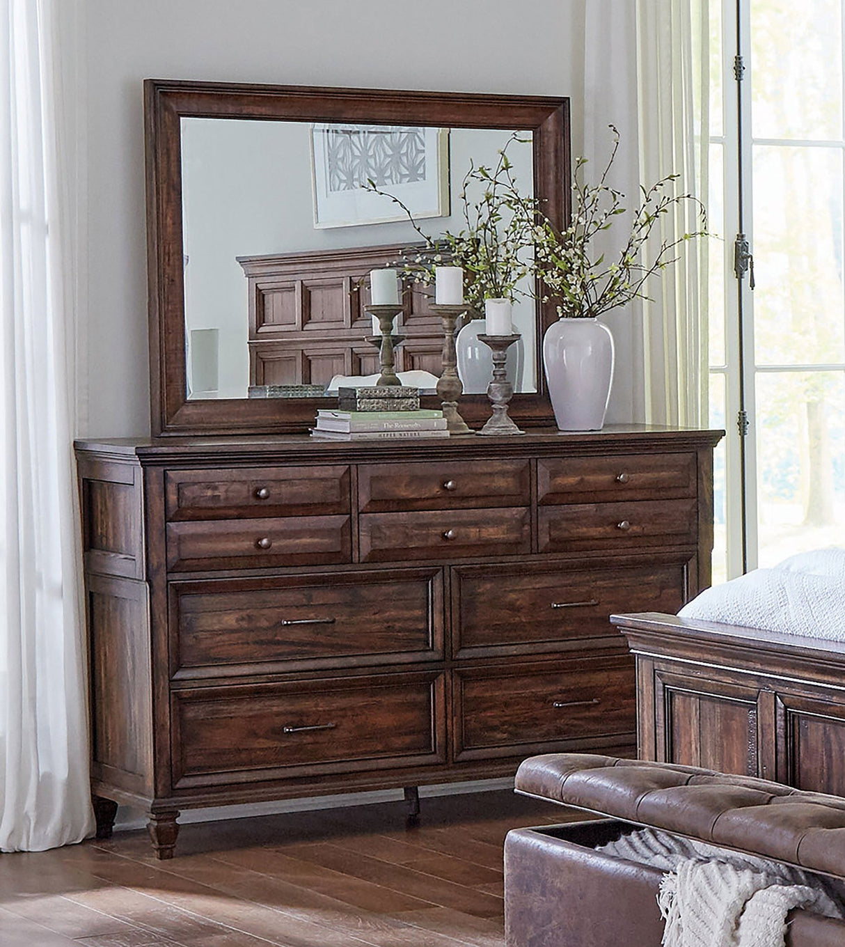 Avenue 8 - drawer Dresser with Mirror Weathered Burnished Brown | Coaster - 223033M - Home Elegance USA - 2