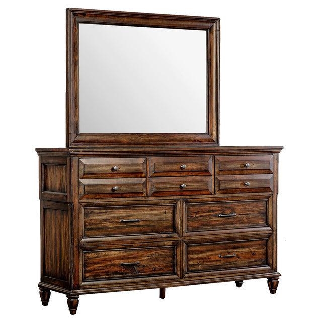 Avenue 8 - drawer Dresser with Mirror Weathered Burnished Brown | Coaster - 223033M - Home Elegance USA - 1