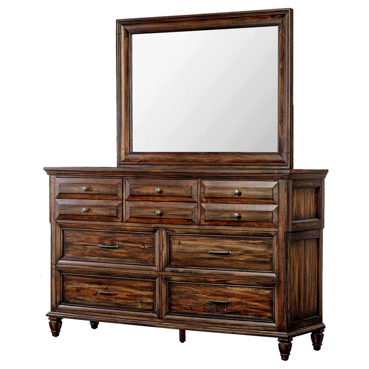 Avenue 8 - drawer Dresser with Mirror Weathered Burnished Brown | Coaster - 223033M - Home Elegance USA - 4