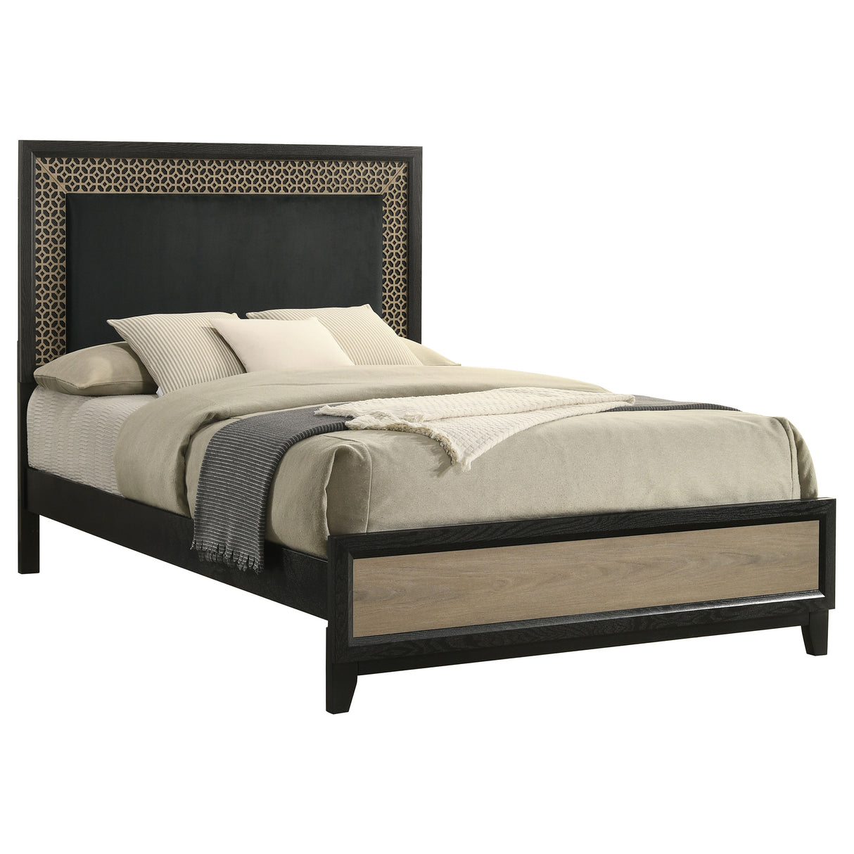 Eastern King Bed  - Valencia Wood Eastern King Panel Bed Black