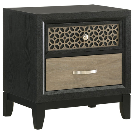 Nightstand - Valencia 2-drawer Nightstand Light Brown and Black