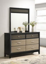 Dresser With Mirror - Valencia 6-drawer Dresser with Mirror Light Brown and Black