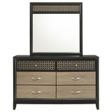 Dresser With Mirror - Valencia 6-drawer Dresser with Mirror Light Brown and Black