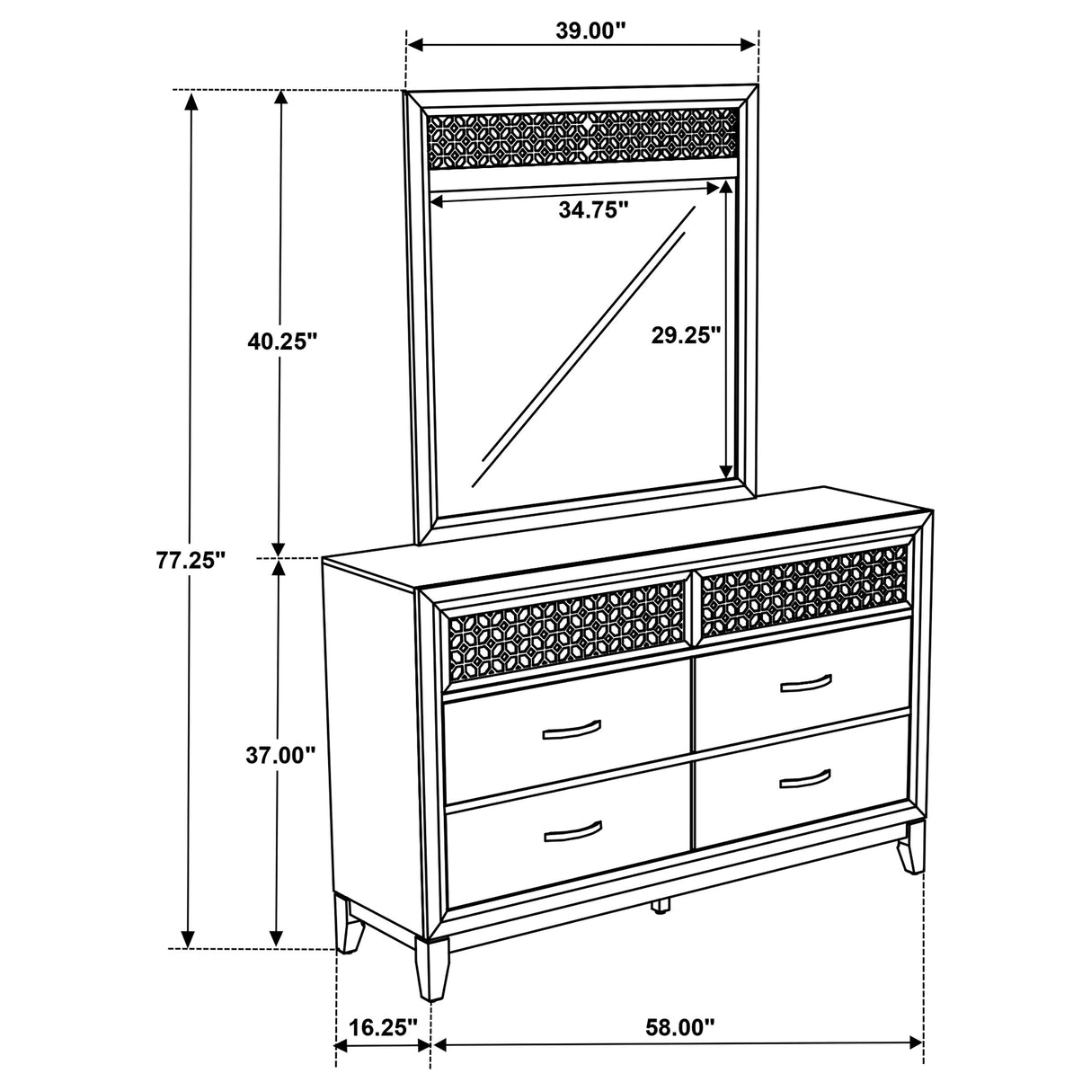 Dresser With Mirror - Valencia 6-drawer Dresser with Mirror Light Brown and Black