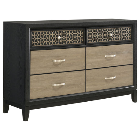 Dresser - Valencia 6-drawer Dresser Light Brown and Black