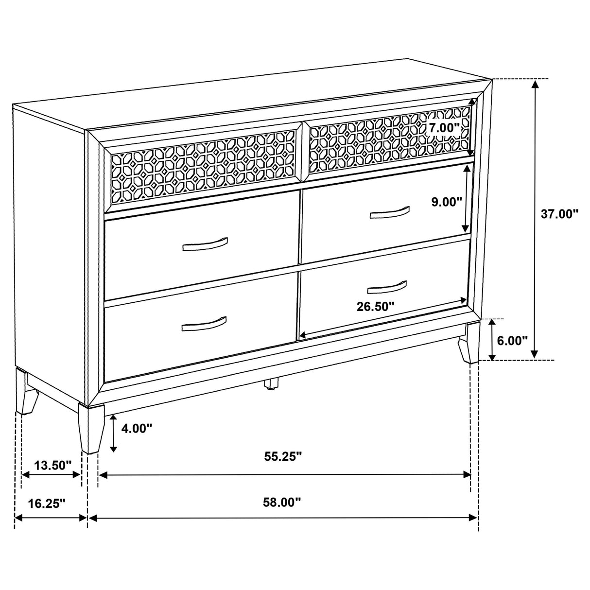 Dresser - Valencia 6-drawer Dresser Light Brown and Black