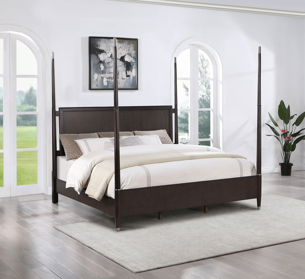 Eastern King Bed  - Emberlyn Wood Eastern King Poster Bed Brown