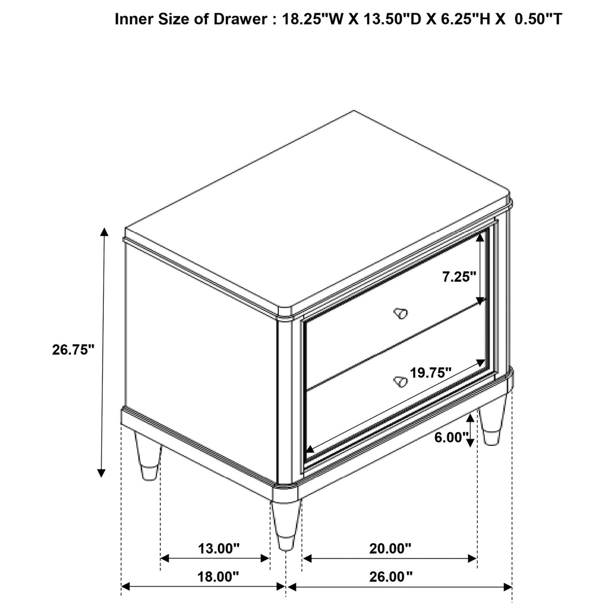 Nightstand - Emberlyn 2-drawer Nightstand Bedside Table Brown