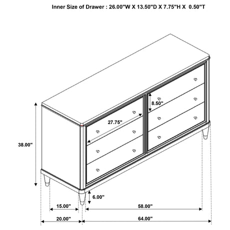 Dresser - Emberlyn 6-drawer Bedroom Dresser Brown